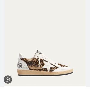 Golden Goose Leopard Print Sneakers with White and Tan Accents